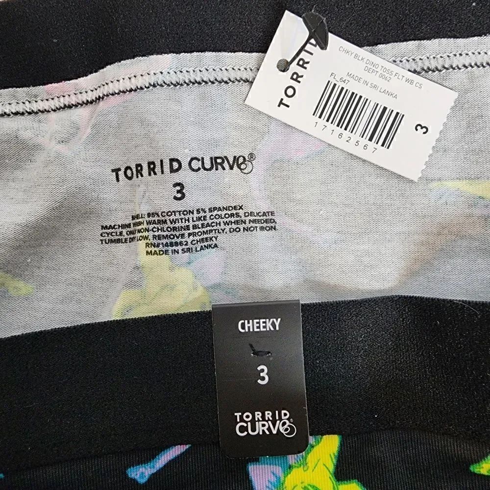 3X 22W 24W Torrid Black Dinosaur Cotton Cheeky Panty Mid Rise Pink T Rex Lingeri - Picture 6 of 6